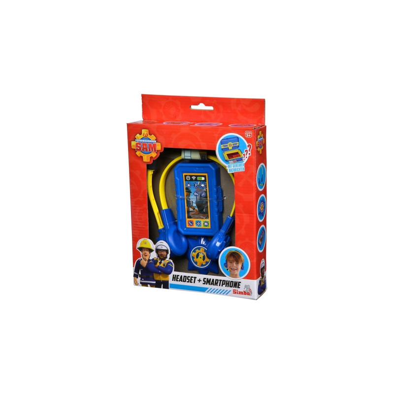 Simba Feuerwehrmann Sam Polizei Headset und Smartphone, Rollenspiel(blau/gelb)