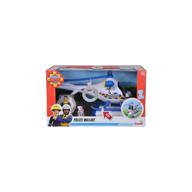Simba Feuerwehrmann Sam Polizei Wallaby, Spielfahrzeug(weiß/blau, Mit Licht und Sound)