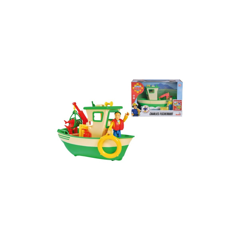 Simba Feuerwehrmann Sam - Charlies Fischerboot mit Figur, Spielfahrzeug