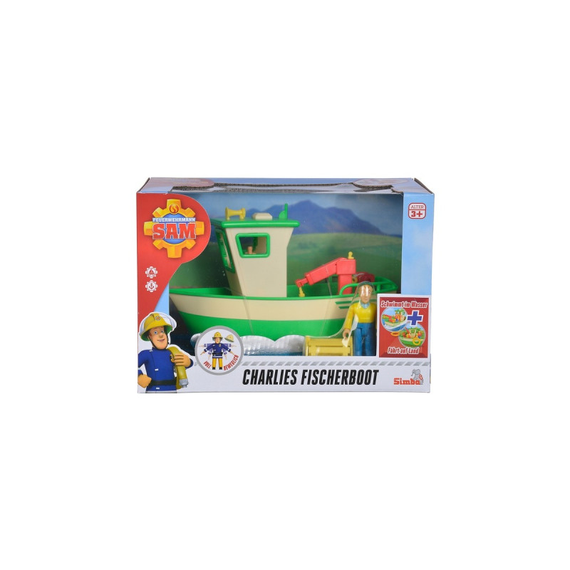 Simba Feuerwehrmann Sam - Charlies Fischerboot mit Figur, Spielfahrzeug