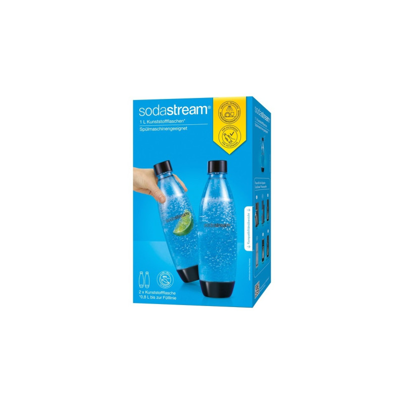 SodaStream Kunststoffflasche Fuse, 1 L, 2er-Pack, Kanne(transparent/schwarz, für DUO-Sprudler)