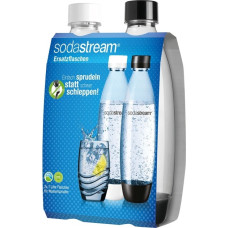 SodaStream PET-Flasche Fuse 1 Liter Duopack, Trinkflasche(transparent/schwarz, 1x weiß, 1x schwarz)