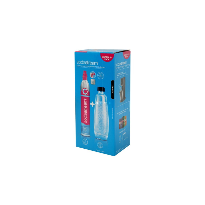 SodaStream Quick Connect CO₂-Reservezylinder +1 Glaskaraffe, für Wassersprudler(pink, mit Quick-Connect Verschluss)