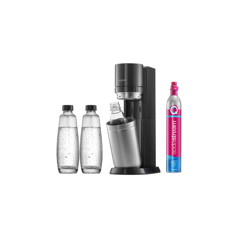 SodaStream Wassersprudler Duo Vorteilspack Titan(dunkelgrau/edelstahl, inkl. 2 Glasflaschen, Kunststoffflasche, CO₂-Zylinder)