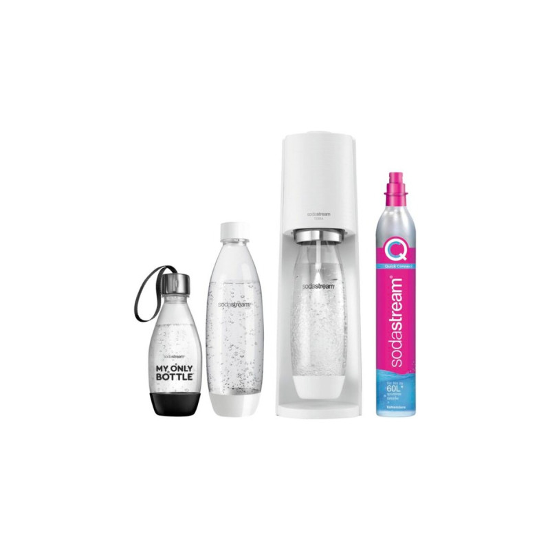 SodaStream Wassersprudler Terra Vorteilspack(weiß, inkl. 3 Kunststoffflaschen, CO₂-Zylinder	)