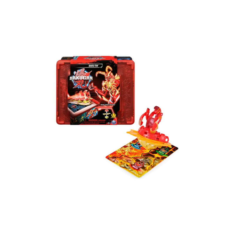 Spin Master Bakugan 2023 Baku-Tin mit Special Attack Mantid, Geschicklichkeitsspiel(mit Aufbewahrungsbox, Actionfigur und Sammelkarten)