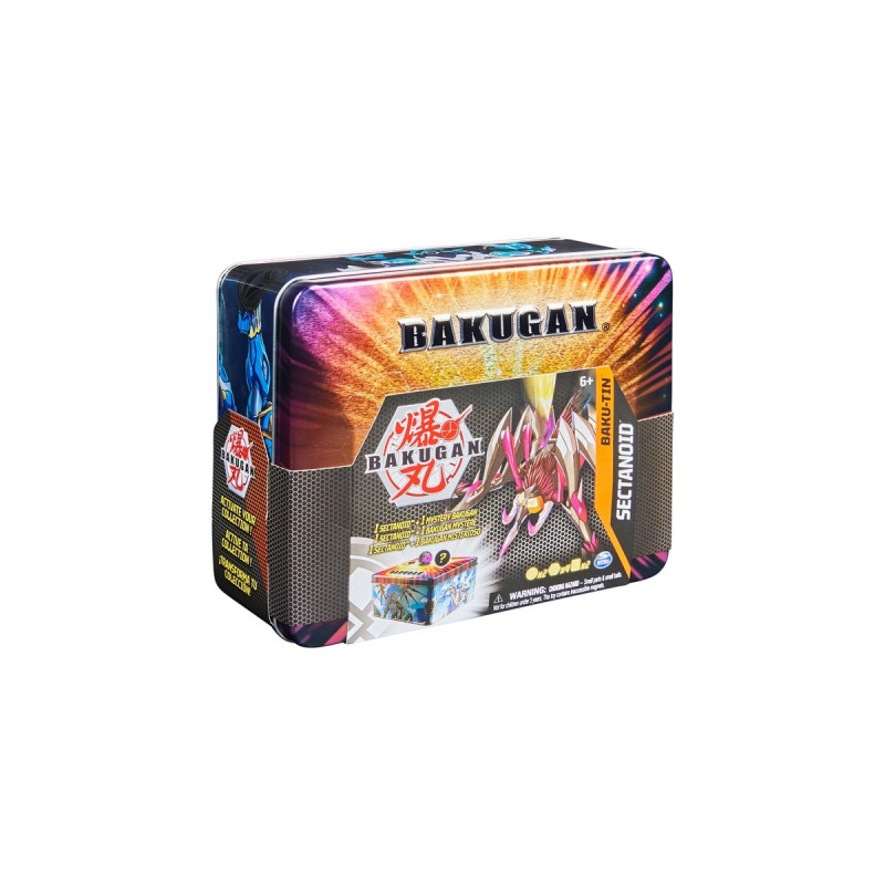 Spin Master Bakugan Baku-Tin, Geschicklichkeitsspiel(hochwertige Aufbewahrungsbox mit exklusivem Darkus Sectanoid Bakugan und weiterem Überraschungs-Bakugan)