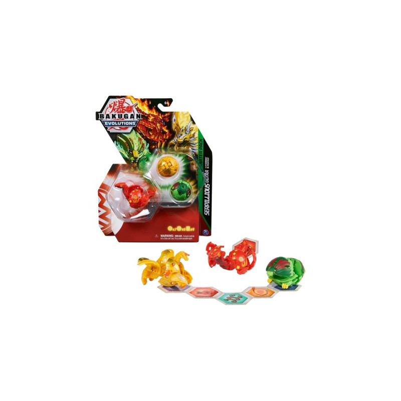 Spin Master Bakugan Evolutions Starter Pack mit 3 Bakugan, Geschicklichkeitsspiel(Ultra Pyrus Serpillious, Basic Ventus Hydorous, Basic Aurelus Pegatrix)