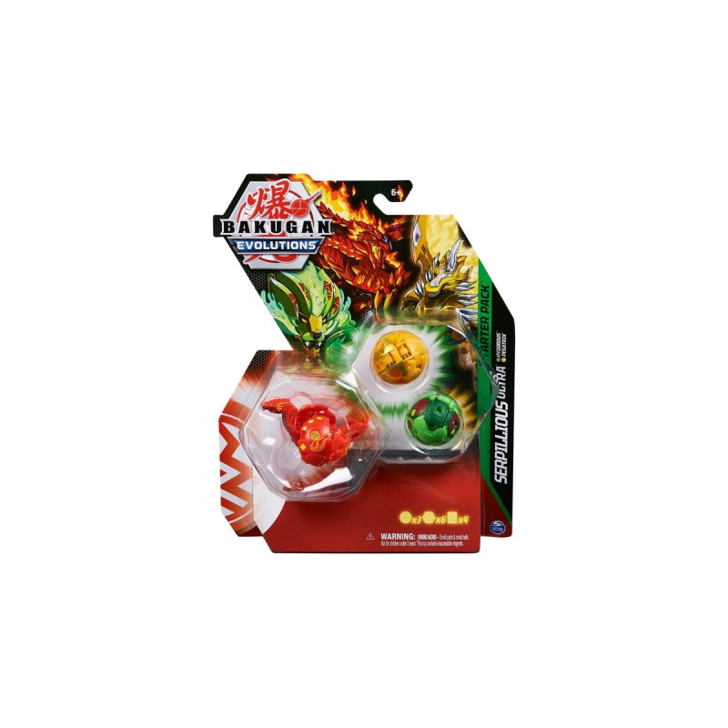 Spin Master Bakugan Evolutions Starter Pack mit 3 Bakugan, Geschicklichkeitsspiel(Ultra Pyrus Serpillious, Basic Ventus Hydorous, Basic Aurelus Pegatrix)
