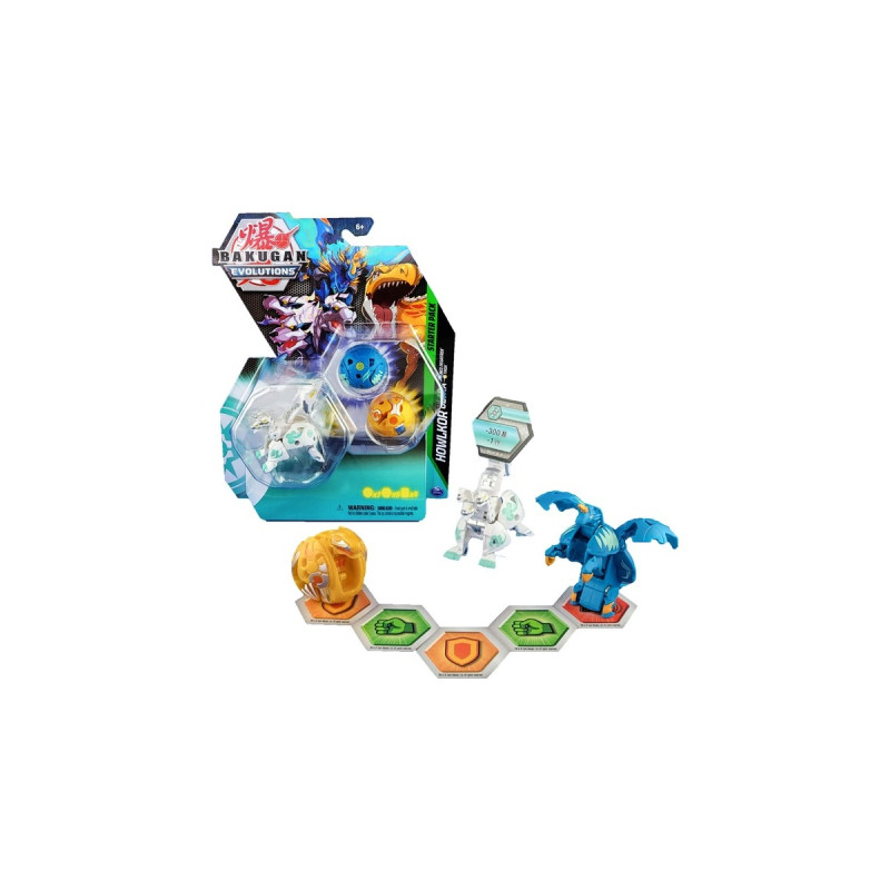 Spin Master Bakugan Evolutions Starter Pack mit 3 Bakugan, Geschicklichkeitsspiel(Ultra Haos Howlkor, Basic Aurelus Trox, Basic Aquos Pegatrix)