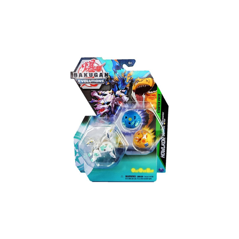 Spin Master Bakugan Evolutions Starter Pack mit 3 Bakugan, Geschicklichkeitsspiel(Ultra Haos Howlkor, Basic Aurelus Trox, Basic Aquos Pegatrix)