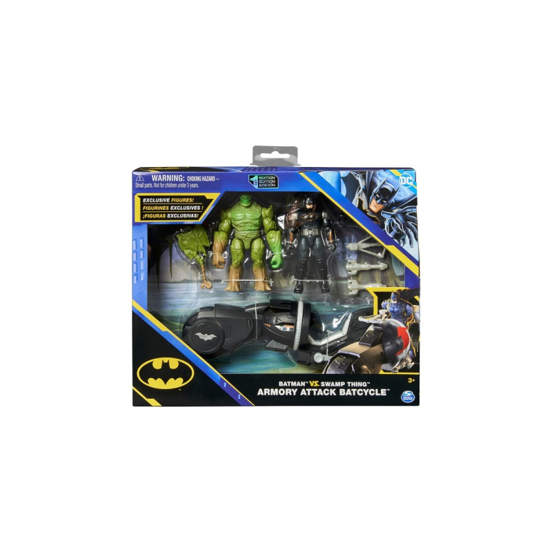 Spin Master Batman Amory Attack Batcycle, Spielfahrzeug(mit Actionfiguren von Batman und Swamp Thing)