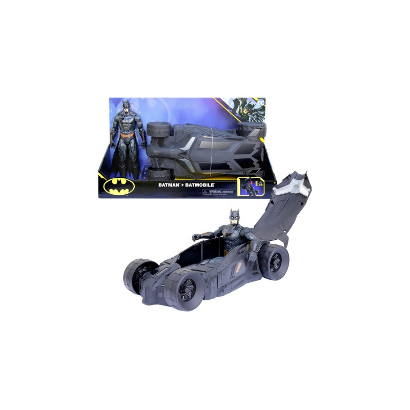 Spin Master Batman Batmobil, Spielfahrzeug(mit Verdeck zum Öffnen und 30 cm Batman-Actionfigur)