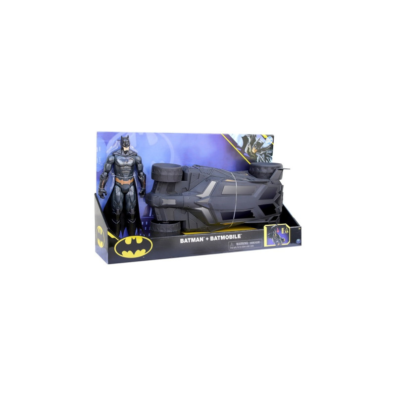 Spin Master Batman Batmobil, Spielfahrzeug(mit Verdeck zum Öffnen und 30 cm Batman-Actionfigur)