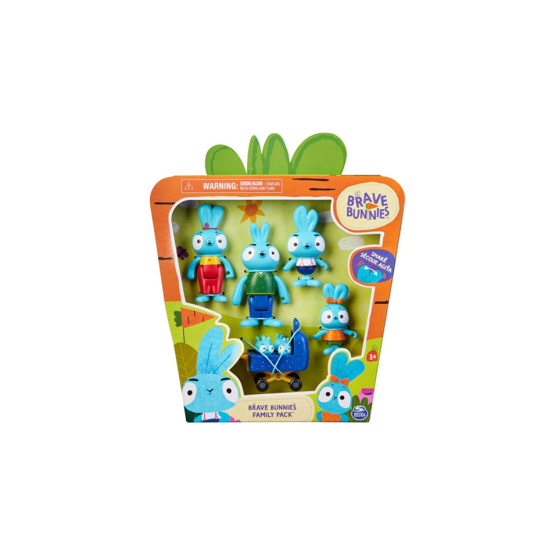 Spin Master Brave Bunnies Family 5er Pack mit Actionfiguren der Hasenfamilie, Spielfigur(Ma, Pa, Bop, Boo und die Babies im Kinderwagen, Spielzeug für Jungen und Mädchen ab 3 Jahren)