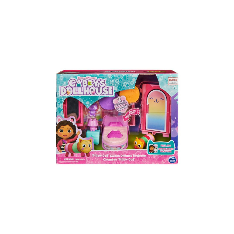 Spin Master Gabby's Dollhouse Deluxe Room Schlafzimmer , Spielfigur(mit Kuschelkatze Pillow Cat-Figur)