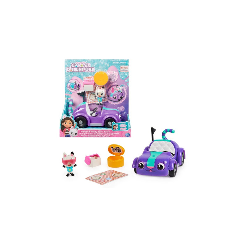 Spin Master Gabby's Dollhouse - Carlita-Spielzeugauto mit Pandy Paws Figur, Spielfahrzeug
