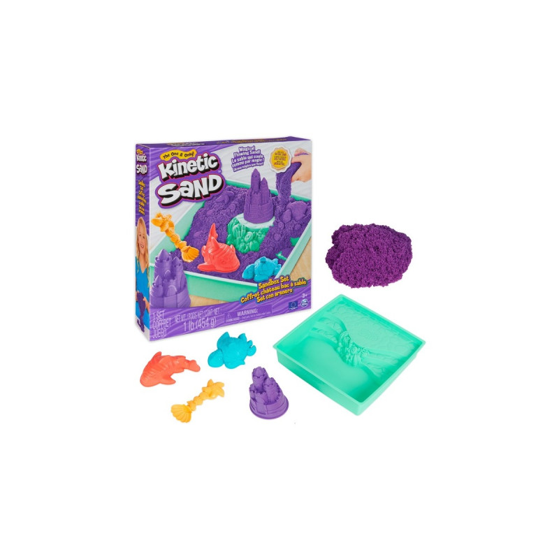 Spin Master Kinetic Sand - Sandbox Set lila, Spielsand(454 Gramm Sand)