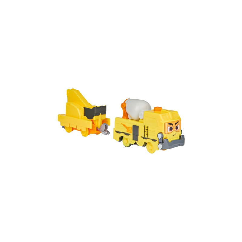 Spin Master Mighty Express Motorisierter Zug Baut-es Bruno mit Güterwaggon, Spielfahrzeug(gelb/grau)