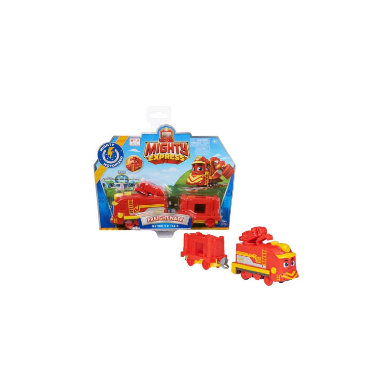 Spin Master Mighty Express Motorisierter Zug Frachter Nick mit Güterwaggon, Spielfahrzeug(rot/gelb)