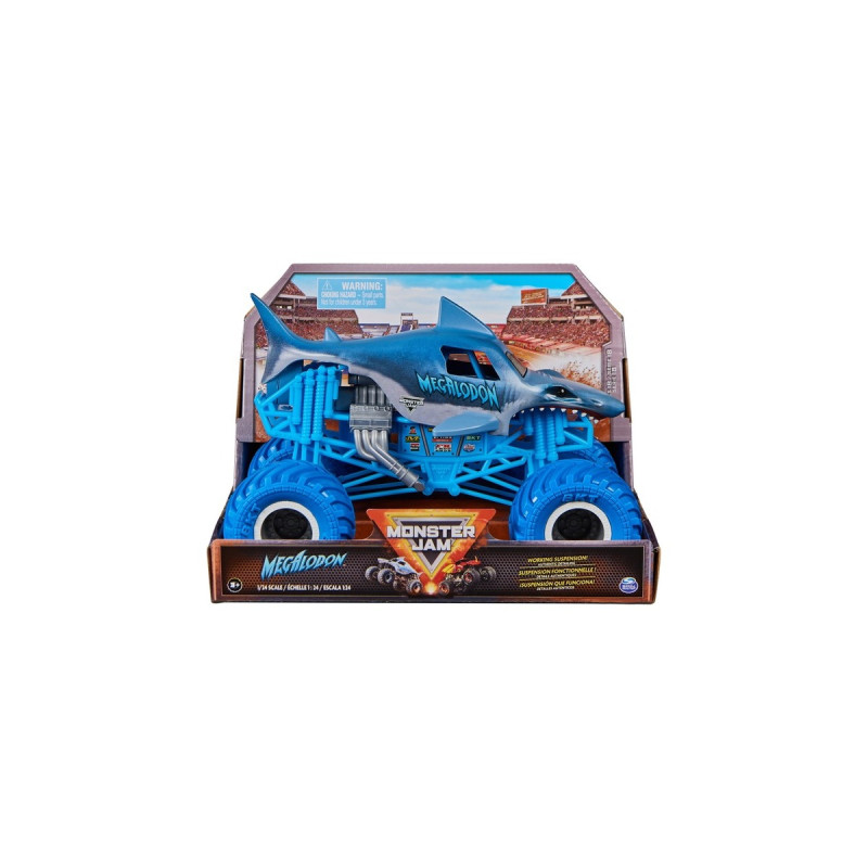 Spin Master Monster Jam - Offizieller Megalodon Monster Truck, Spielfahrzeug(Maßstab 1:24)