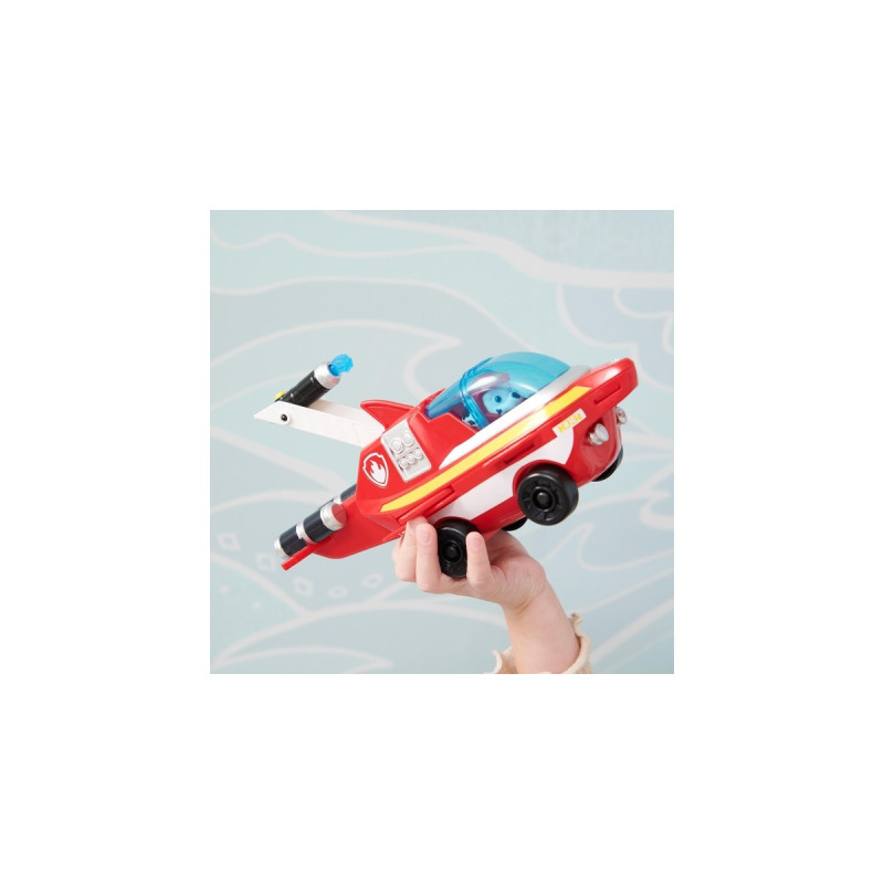 Spin Master Paw Patrol Aqua Pups - Basis Fahrzeug im Delfin-Design mit Marshall-Welpenfigur, Spielfahrzeug