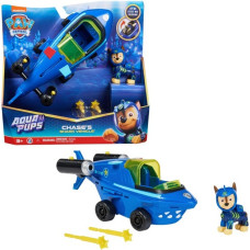 Spin Master Paw Patrol Aqua Pups - Basis Fahrzeug im Hai-Design mit Chase-Welpenfigur, Spielfahrzeug