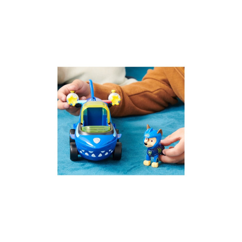 Spin Master Paw Patrol Aqua Pups - Basis Fahrzeug im Hai-Design mit Chase-Welpenfigur, Spielfahrzeug