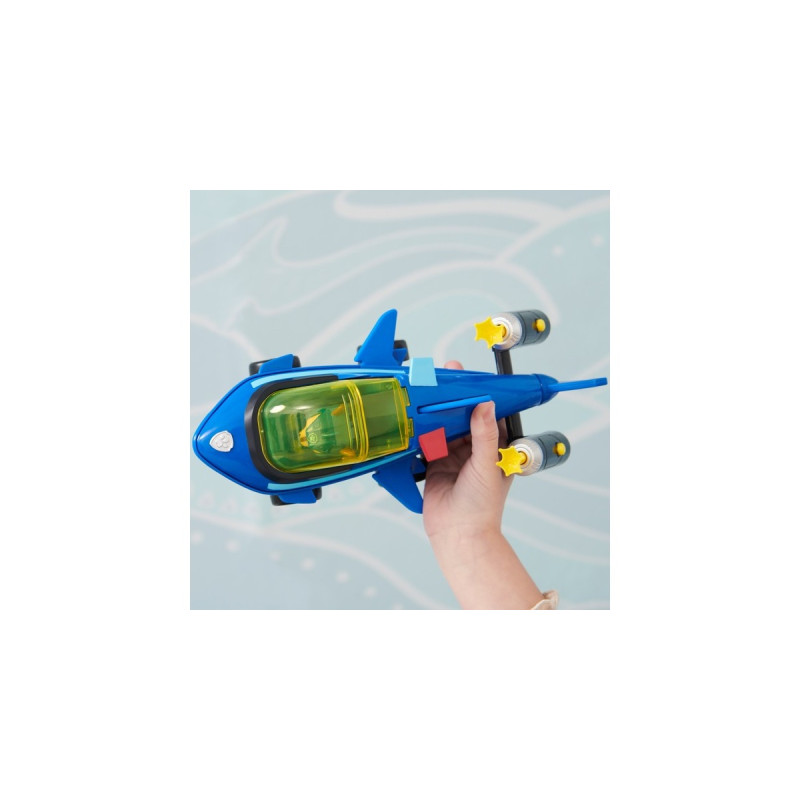 Spin Master Paw Patrol Aqua Pups - Basis Fahrzeug im Hai-Design mit Chase-Welpenfigur, Spielfahrzeug