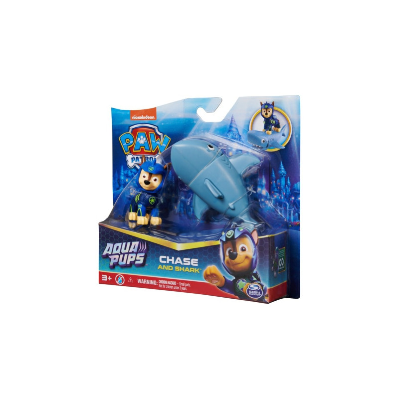 Spin Master Paw Patrol Aqua Pups - Hero Pups-Set mit Chase-Welpenfigur und Hai-Figur, Spielfigur