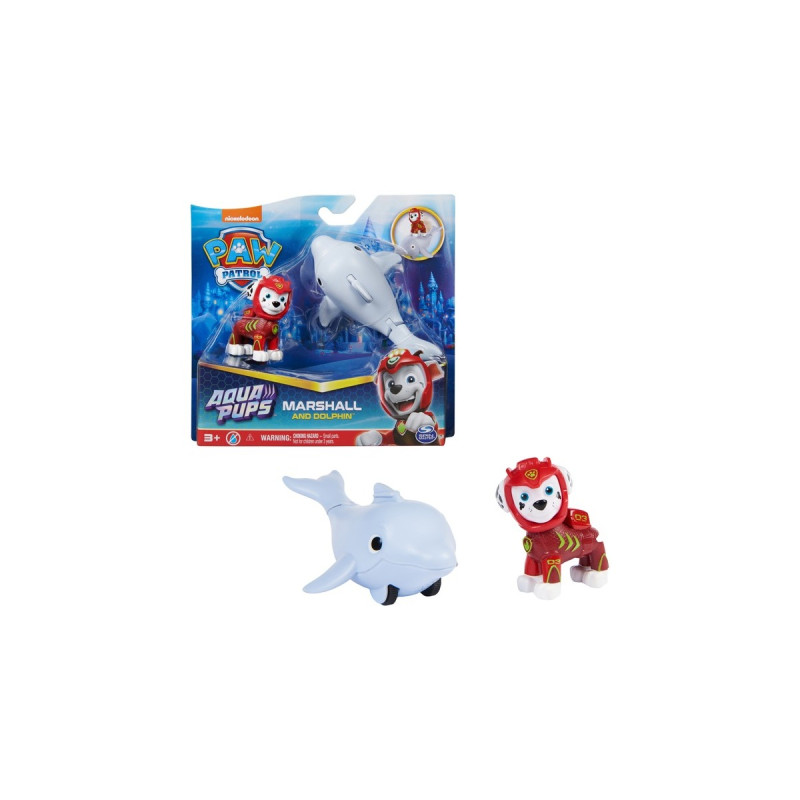 Spin Master Paw Patrol Aqua Pups - Hero Pups-Set mit Marshall-Welpenfigur und Delfin-Figur, Spielfigur
