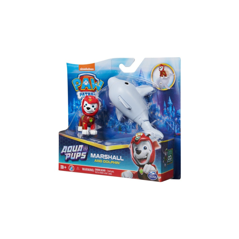 Spin Master Paw Patrol Aqua Pups - Hero Pups-Set mit Marshall-Welpenfigur und Delfin-Figur, Spielfigur