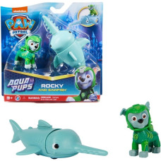 Spin Master Paw Patrol Aqua Pups - Hero Pups-Set mit Rocky-Welpenfigur und Sägefisch-Figur, Spielfigur