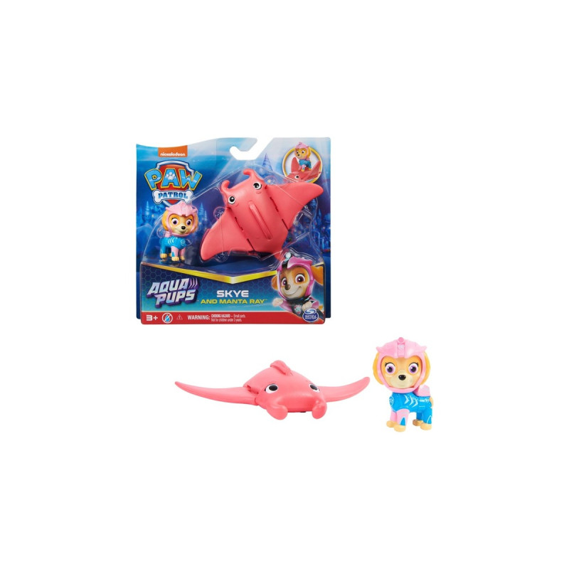 Spin Master Paw Patrol Aqua Pups - Hero Pups-Set mit Skye-Welpenfigur und Rochen-Figur, Spielfigur
