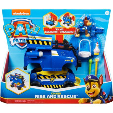 Spin Master Paw Patrol Chases Rise and Rescue wandelbares Spielzeugauto, Spielfahrzeug(blau/gelb, Inkl. Actionfiguren und Zubehör)