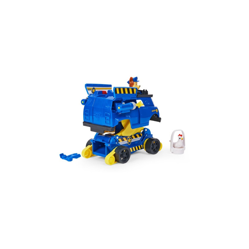Spin Master Paw Patrol Chases Rise and Rescue wandelbares Spielzeugauto, Spielfahrzeug(blau/gelb, Inkl. Actionfiguren und Zubehör)