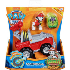 Spin Master Paw Patrol Dino Rescue Deluxe Fahrzeug Marshall, Spielfahrzeug(rot/grau, Inkl. Marshall-Spielfigur und Überraschungs-Dinosaurier)