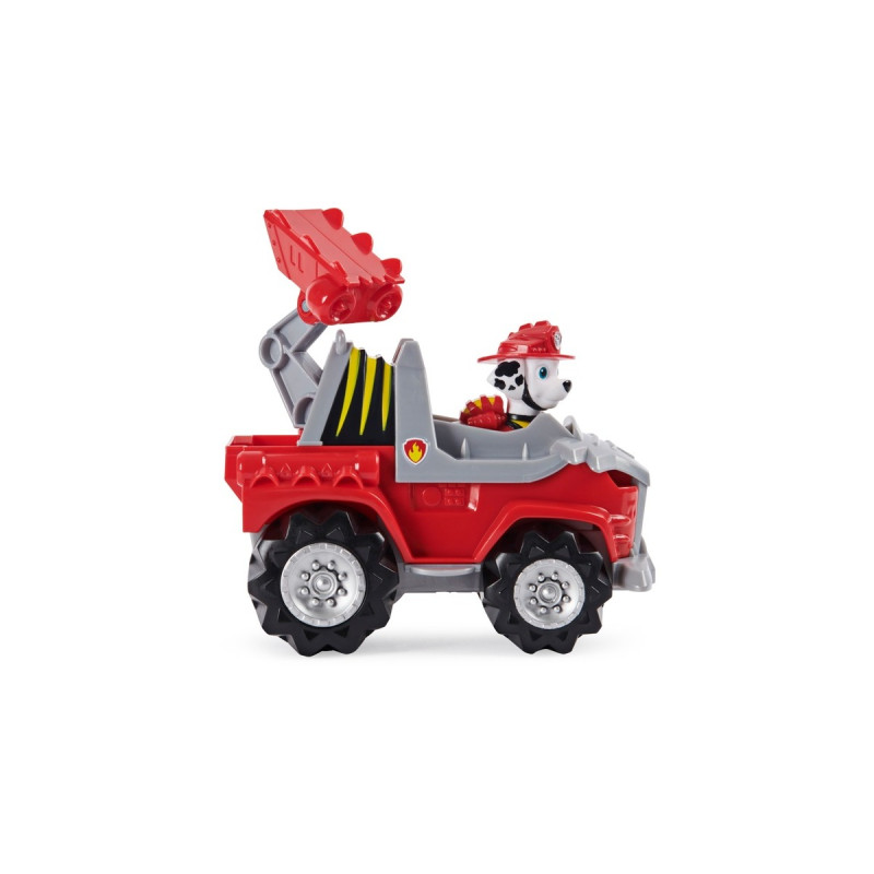 Spin Master Paw Patrol Dino Rescue Deluxe Fahrzeug Marshall, Spielfahrzeug(rot/grau, Inkl. Marshall-Spielfigur und Überraschungs-Dinosaurier)