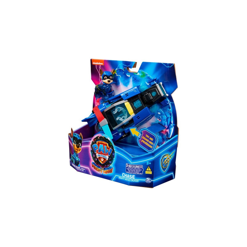 Spin Master Paw Patrol Mighty Kinofilm - Basis Fahrzeug von Chase mit Welpenfigur, Spielfahrzeug