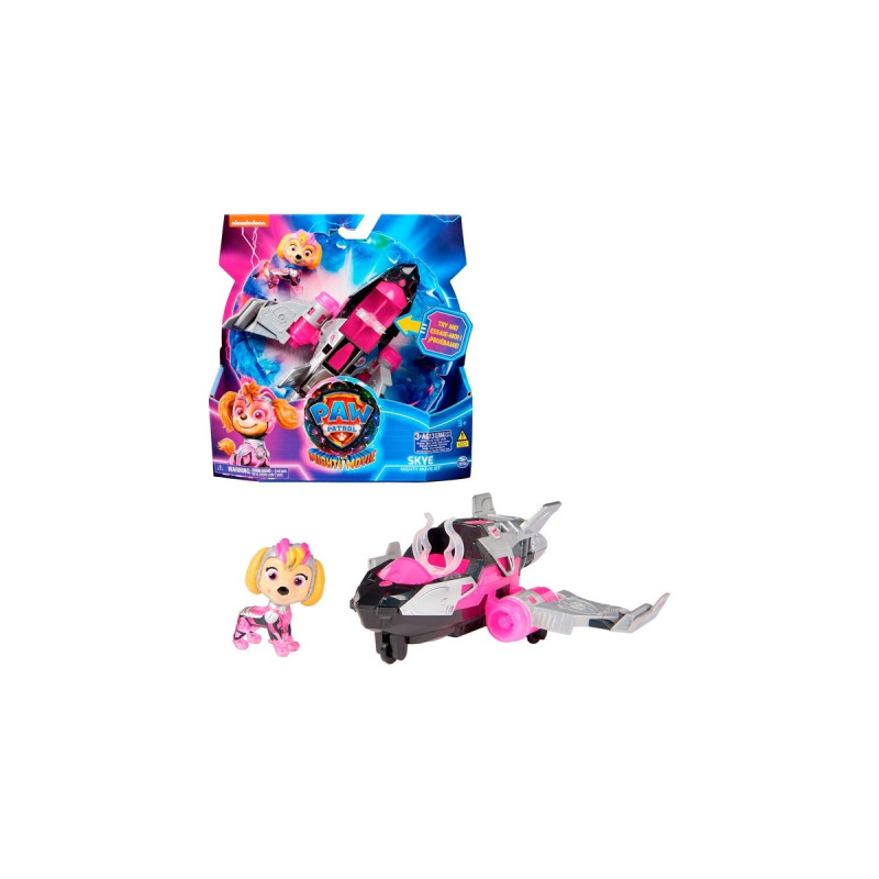 Spin Master Paw Patrol Mighty Kinofilm - Basis Fahrzeug von Skye mit Welpenfigur, Spielfahrzeug