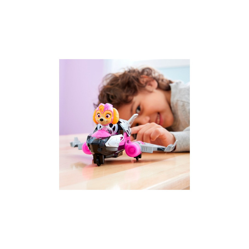 Spin Master Paw Patrol Mighty Kinofilm - Basis Fahrzeug von Skye mit Welpenfigur, Spielfahrzeug