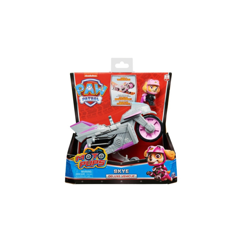 Spin Master Paw Patrol Moto Pups Skyes Motorrad, Spielfahrzeug(rosa/grau, mit Spielfigur)