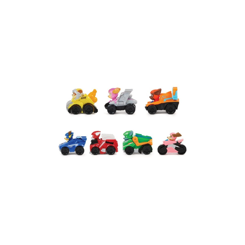 Spin Master Paw Patrol: Der Mighty Kinofilm, 7-teiliges Pup Squad Racers-Geschenkset, Spielfahrzeug(mit Liberty-Spielzeugauto)