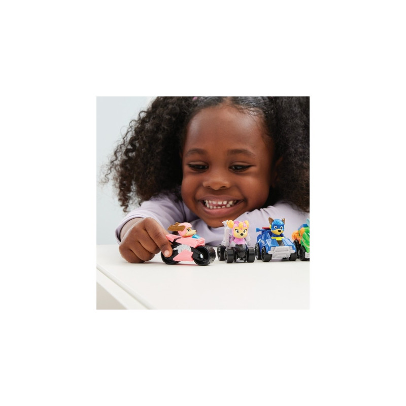 Spin Master Paw Patrol: Der Mighty Kinofilm, 7-teiliges Pup Squad Racers-Geschenkset, Spielfahrzeug(mit Liberty-Spielzeugauto)