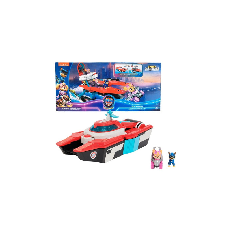 Spin Master Paw Patrol: Der Mighty Kinofilm, Pup Squad Mini Marine Hauptquartier Spielset, Spielfahrzeug(mit Skye Spielzeugauto und Chase Spielfigur)
