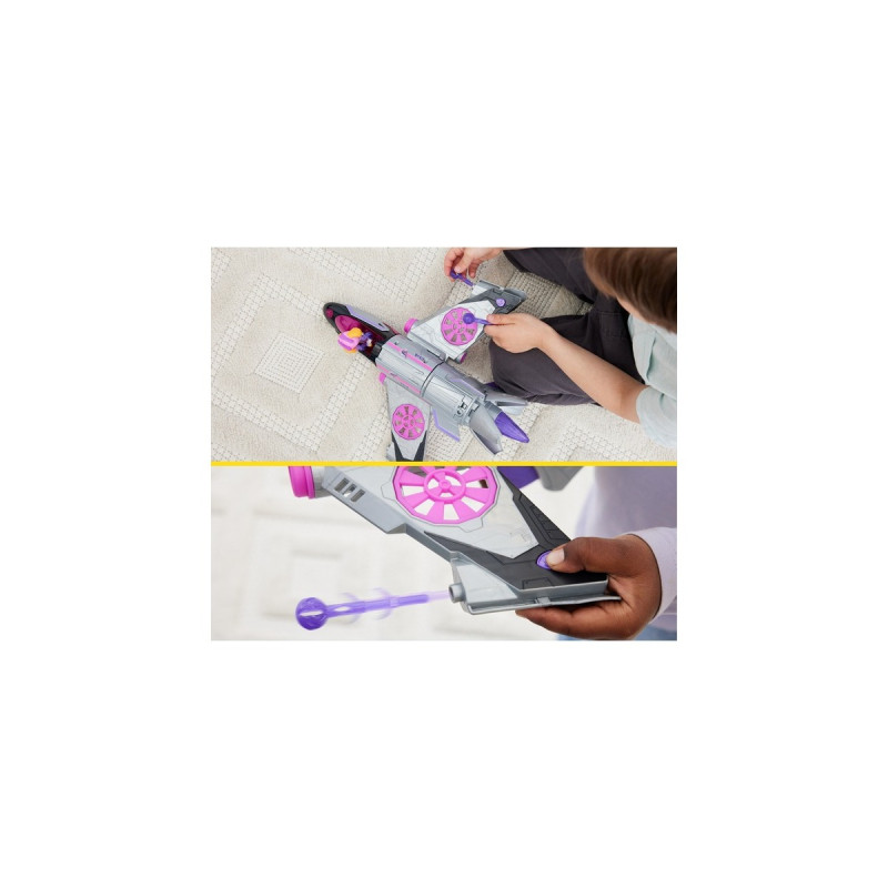 Spin Master Paw Patrol: Der Mighty Kinofilm, Skyes Deluxe Superhelden-Jet inkl. Skye Figur, Spielfahrzeug(silber/rosa)