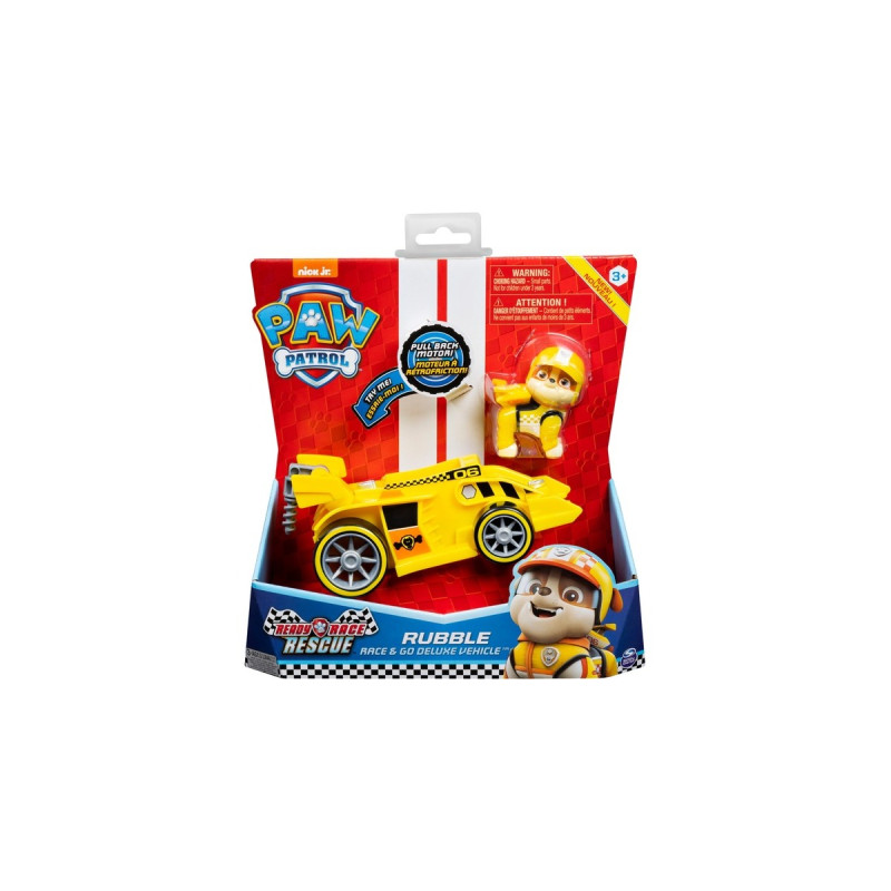 Spin Master Paw Patrol - Ready, Race, Rescue, Rubbles Race & Go Deluxe Basis Fahrzeug, Spielfahrzeug(mit Figur)