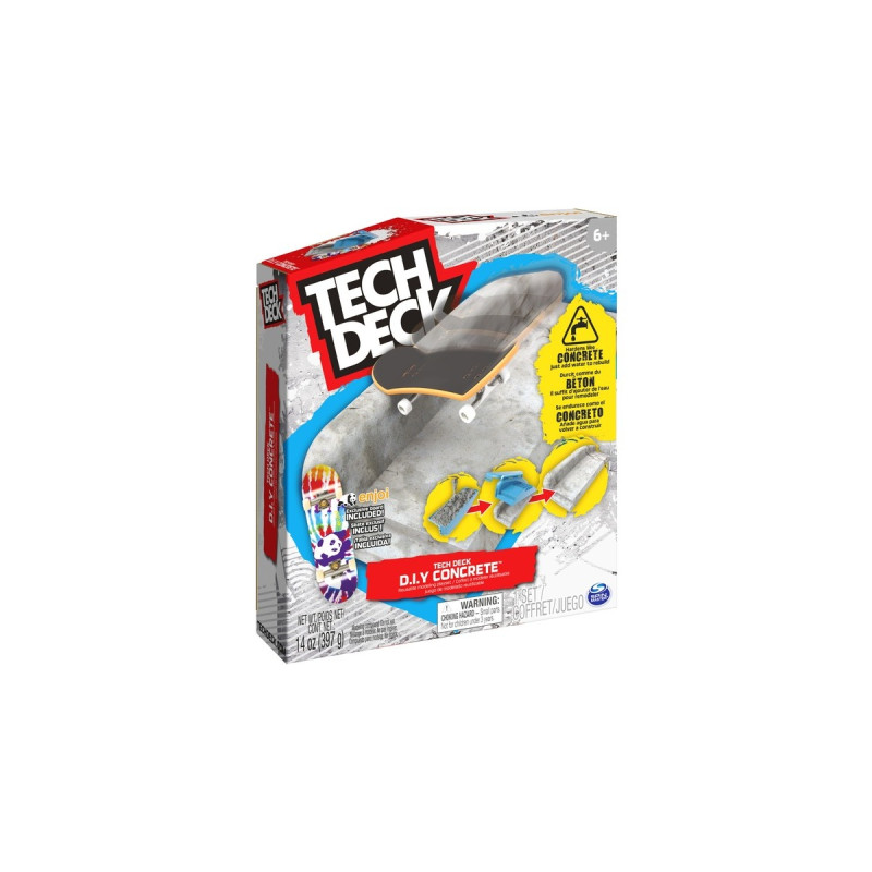 Spin Master Tech Deck - Concrete Fingerboard-Rampe zum Selberbauen, Spielfahrzeug(mehrfarbig, aus wiederverwendbarem Beton, mit Fingerboard)