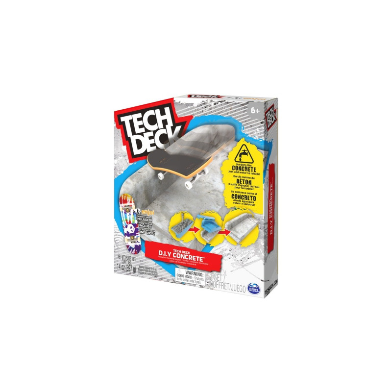 Spin Master Tech Deck - Concrete Fingerboard-Rampe zum Selberbauen, Spielfahrzeug(mehrfarbig, aus wiederverwendbarem Beton, mit Fingerboard)