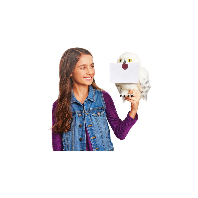 Spin Master Wizarding World Harry Potter - Interaktive Plüsch-Eule Hedwig, Kuscheltier(weiß/grau, Mit über 15 Geräuschen und Bewegungen)